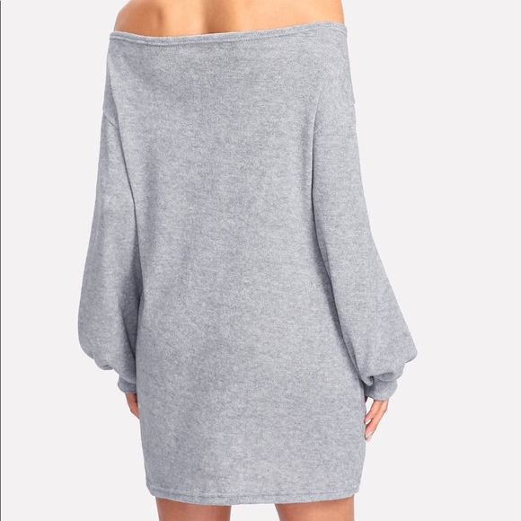SOLDOUT🕶🆕Off Shoulder Comfy Gray Sweater Dress - Picture 3 of 8